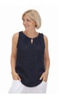 Amazing Woman Navy Laura Navy Linen Top  