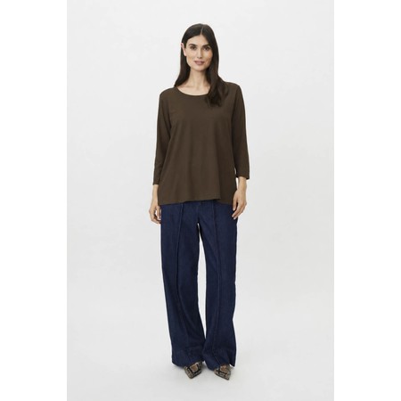 Masai Clothing Cecille Slate Brown Solid Jersey Top - Brown