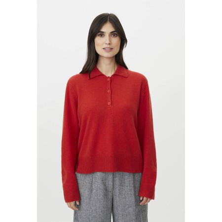 Masai Clothing Fynor Knit Valiant Poppy Polo Top - Red