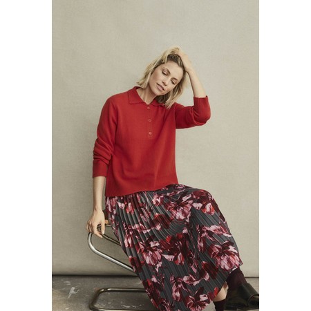 Masai Clothing Fynor Knit Valiant Poppy Polo Top - Red