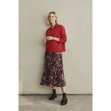 Masai Clothing Sanai Tibetan Red Floral Print Plissé Skirt - Red
