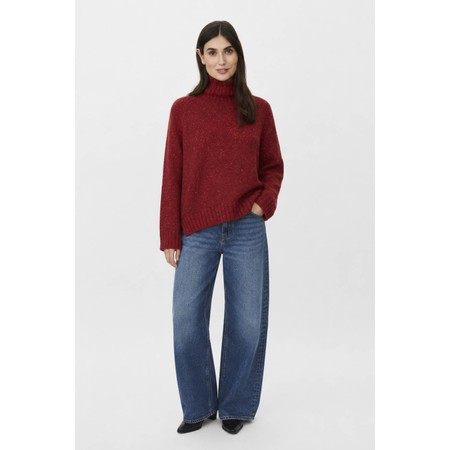 Masai Clothing Fenoria Tibetan Red Knit Crofter Top - Red