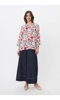 Masai Clothing Poinsettia Becca Poinsettia Print Satin Top  
