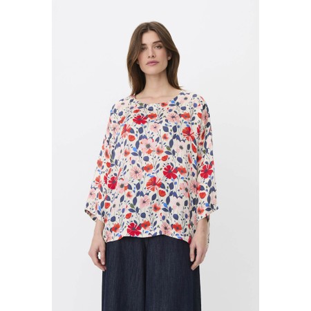 Masai Clothing Becca Poinsettia Print Satin Top - Multicoloured
