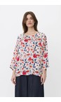 Masai Clothing Poinsettia Becca Poinsettia Print Satin Top  