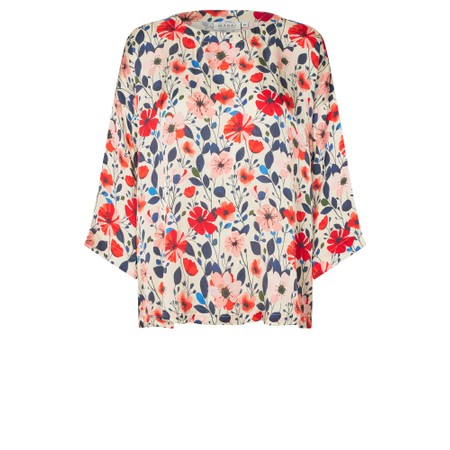 Masai Clothing Becca Poinsettia Print Satin Top - Multicoloured