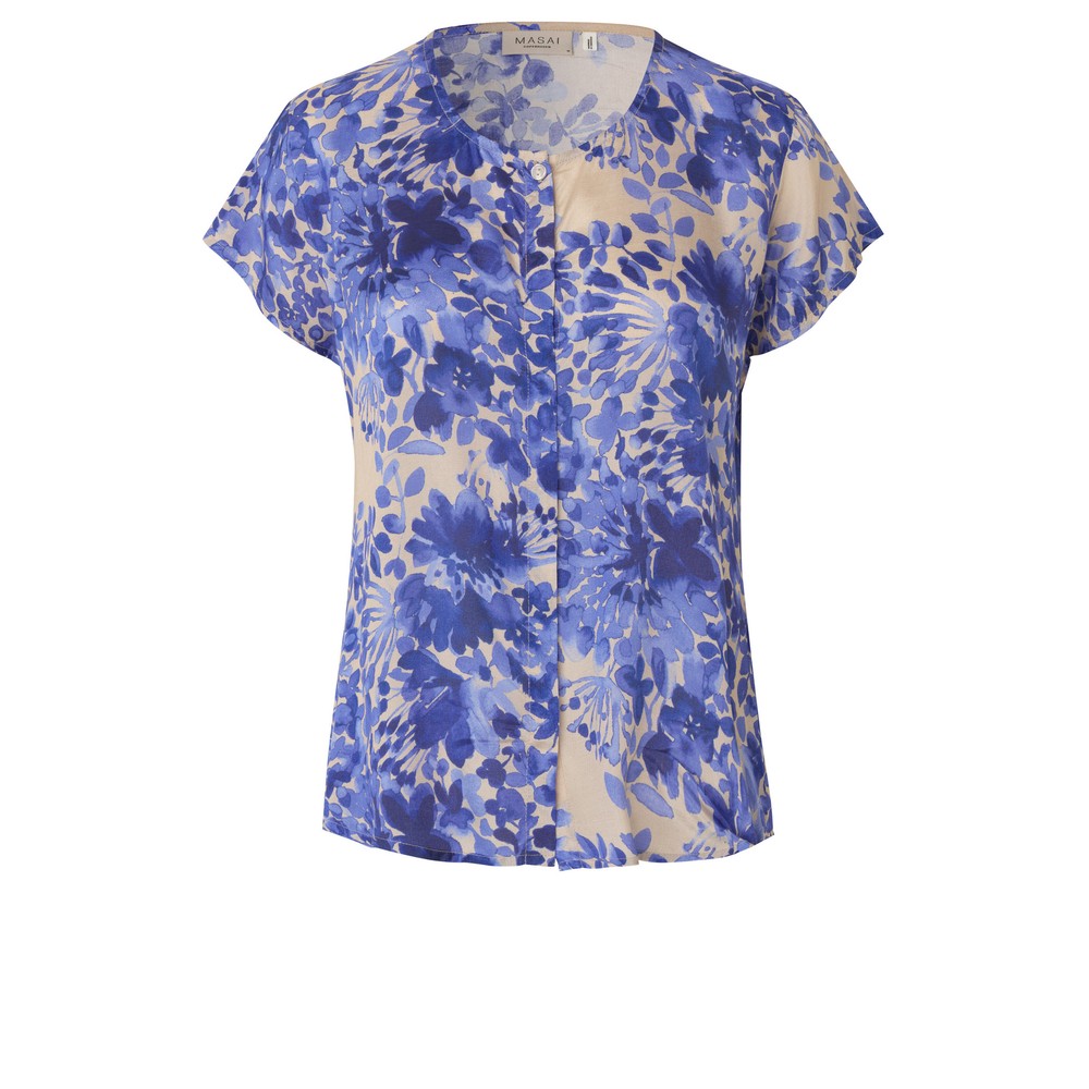 Masai Clothing La Medieval Blue Print Shirt Medieval Blue