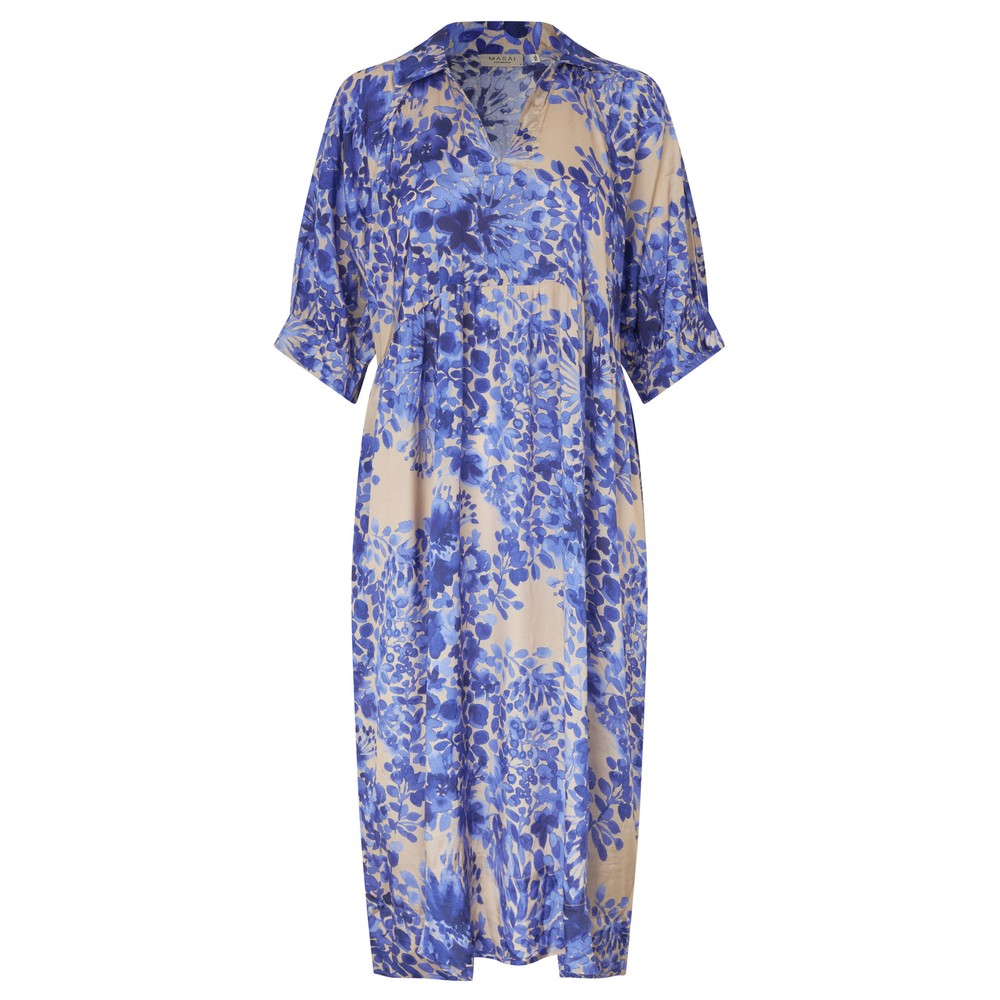 Masai Clothing Nirevyn Medieval Blue Print Dress Medieval Blue