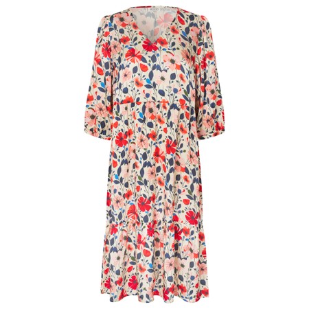 Masai Clothing Nette Poinsettia Print Satin Dress - Multicoloured
