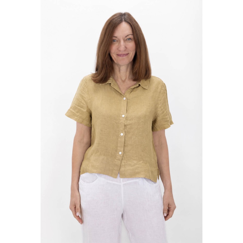 Amazing Woman Marilyn Camello Boxy Linen Shirt Camello