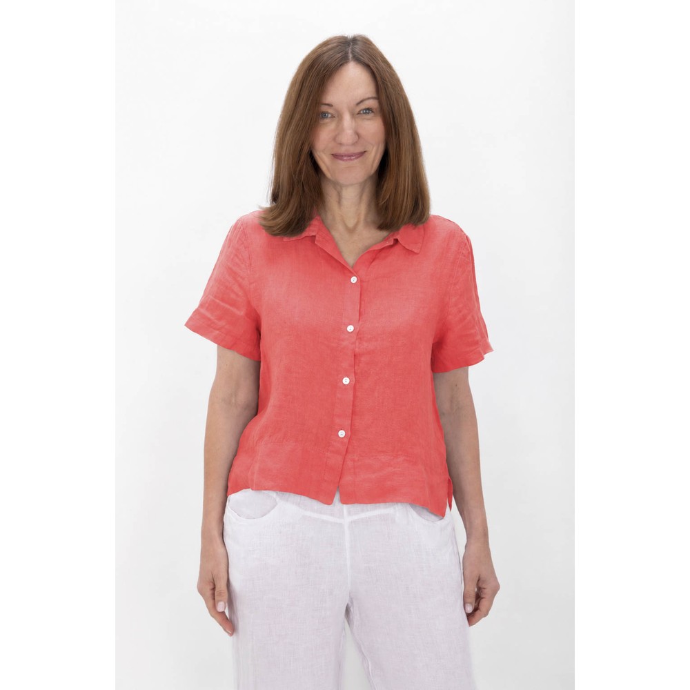 Amazing Woman Marilyn Coral Boxy Linen Shirt Coral
