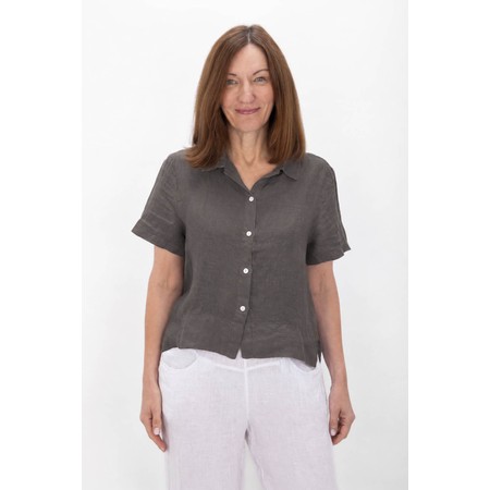 Amazing Woman Marilyn Dark Mud Boxy Linen Shirt - Beige