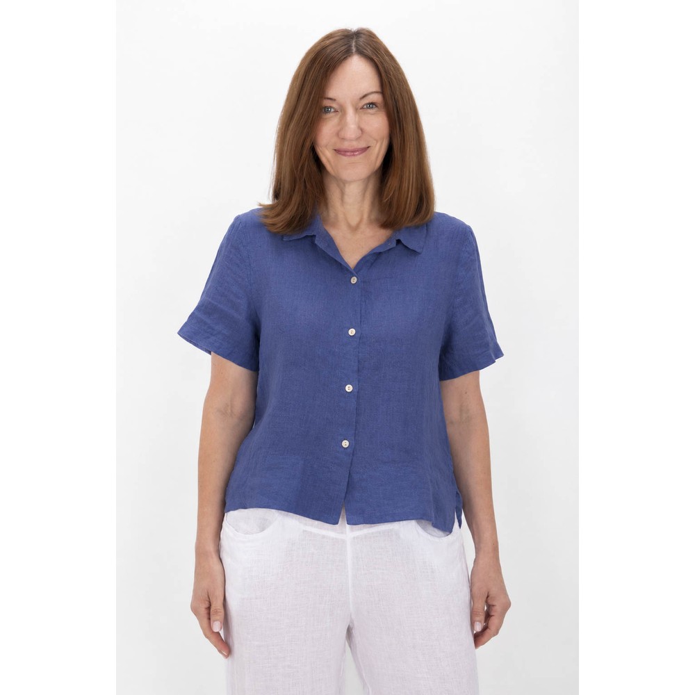 Amazing Woman Marilyn Denim Jeans Blue Boxy Linen Shirt Denim Jeans Blue