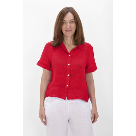 Amazing Woman Marilyn Fragola Boxy Linen Shirt - Red