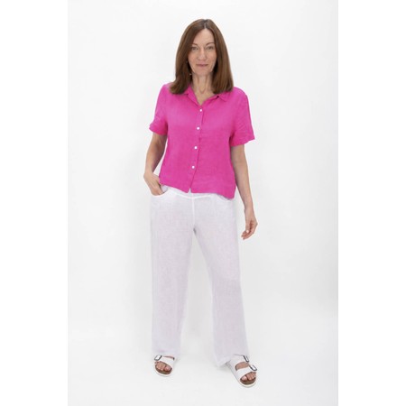 Amazing Woman Marilyn Fuchsia Boxy Linen Shirt - Pink