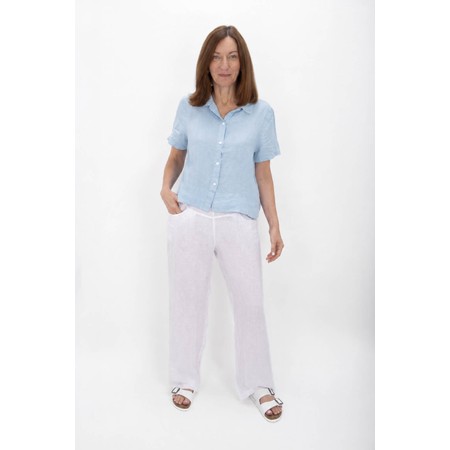 Amazing Woman Marilyn Ice Blue Boxy Linen Shirt - Blue
