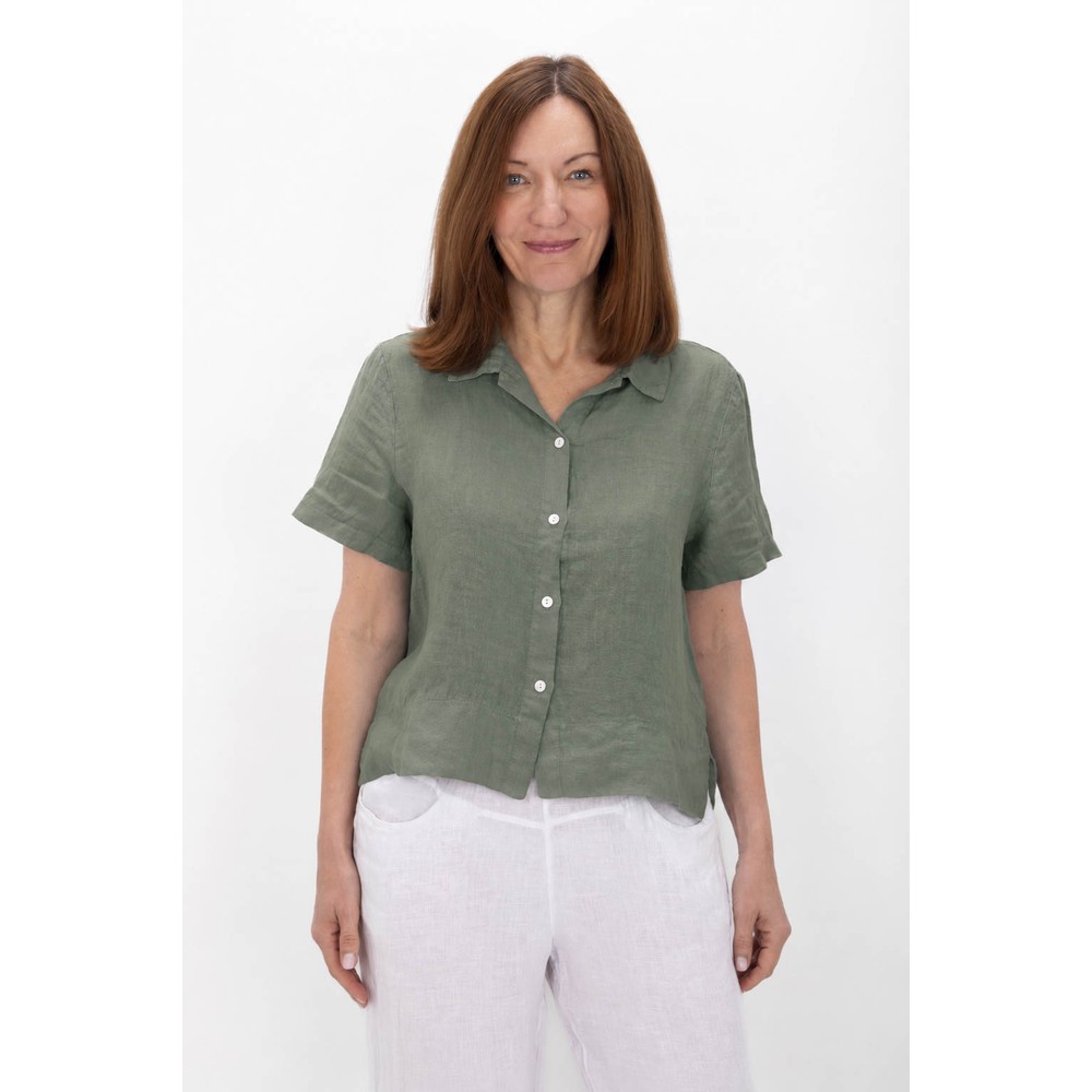 Amazing Woman Marilyn Khaki Boxy Linen Shirt Khaki