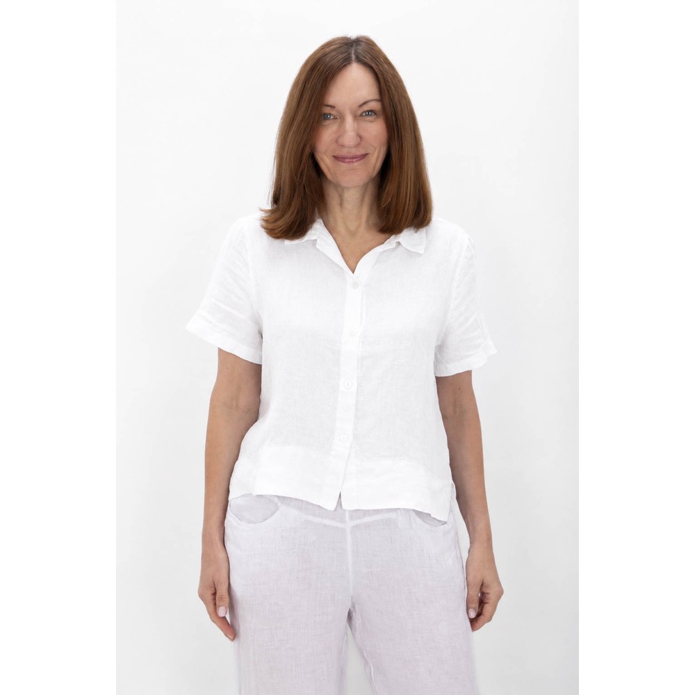 Amazing Woman Marilyn White Boxy Linen Shirt White 