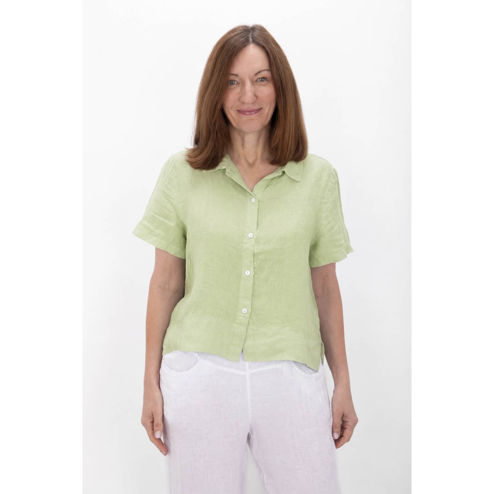 Amazing Woman Marilyn Leek Boxy Linen Shirt Leek
