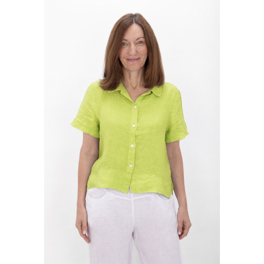 Amazing Woman Marilyn Lime Boxy Linen Shirt Lime