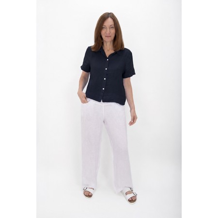 Amazing Woman Marilyn Navy Boxy Linen Shirt - Blue