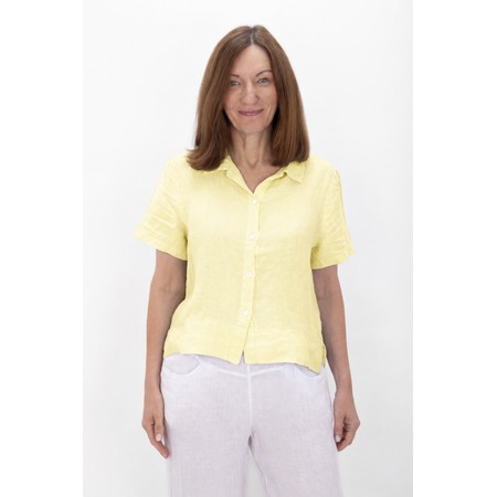 Amazing Woman Marilyn Pale Yellow Boxy Linen Shirt - Yellow