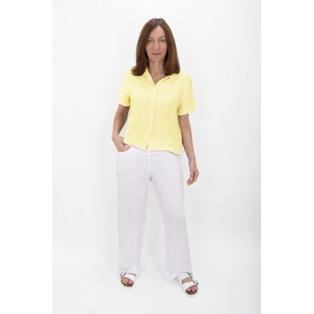 Amazing Woman Marilyn Pale Yellow Boxy Linen Shirt - Yellow