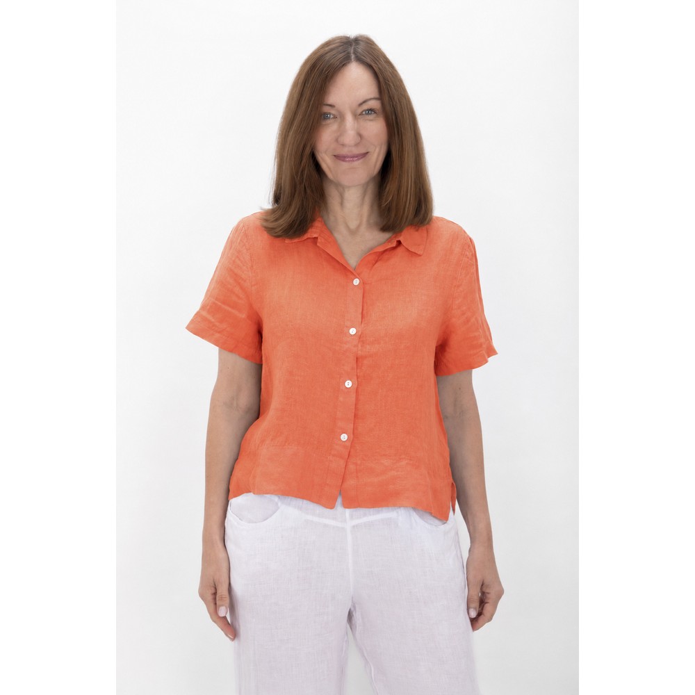 Amazing Woman Marilyn Papaya Boxy Linen Shirt Papaya