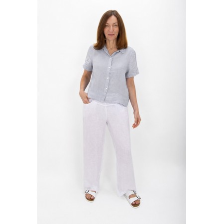 Amazing Woman Marilyn Pearl Boxy Linen Shirt - Off-White