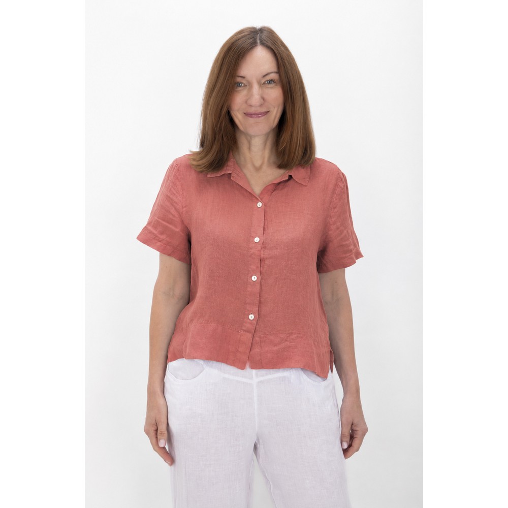 Amazing Woman Marilyn Boxy Pepper Pink Linen Shirt Pepper Pink