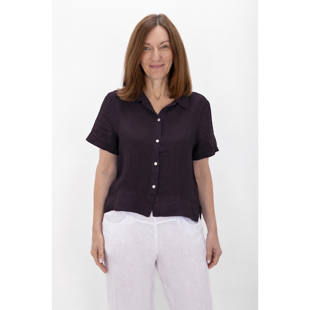 Amazing Woman Marilyn Plum Boxy Linen Shirt Plum