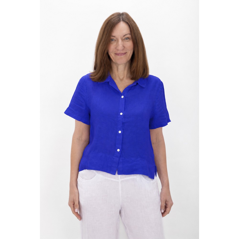 Amazing Woman Marilyn Royal Blue Boxy Linen Shirt Royal Blue