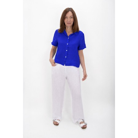 Amazing Woman Marilyn Royal Blue Boxy Linen Shirt - Blue