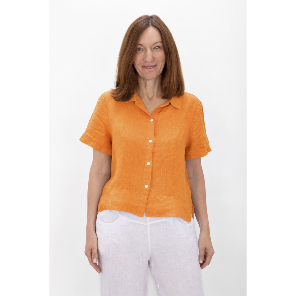 Amazing Woman Marilyn Sun Orange Boxy Linen Shirt Sun Orange