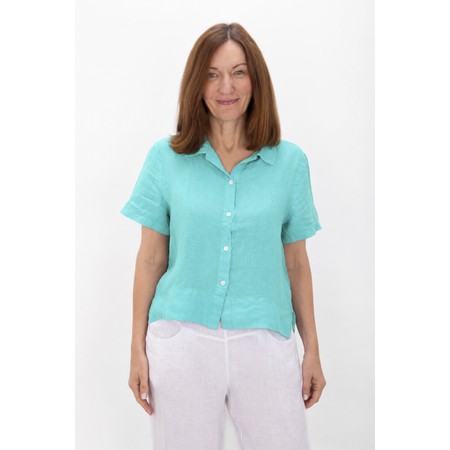 Amazing Woman Marilyn Turquoise Boxy Linen Shirt - Turquoise