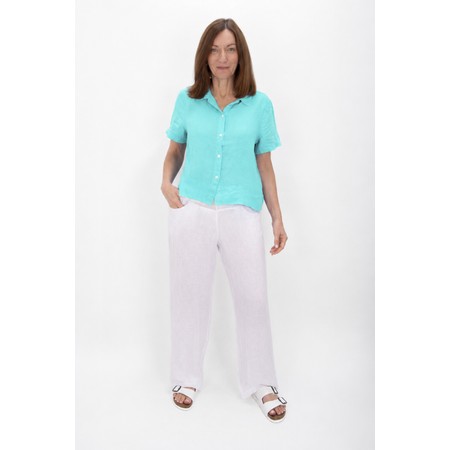 Amazing Woman Marilyn Turquoise Boxy Linen Shirt - Turquoise