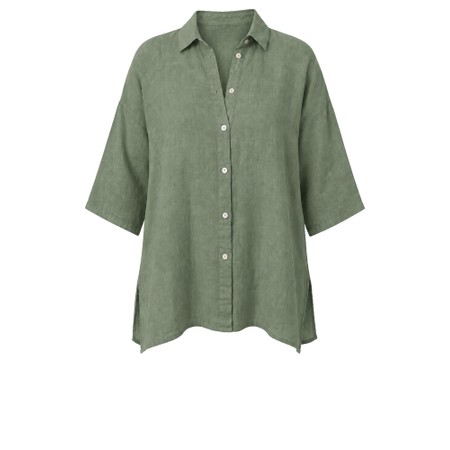 Amazing Woman Finty X Khaki Oversized Linen Shirt - Green