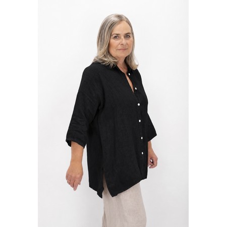 Amazing Woman Finty X Black Oversized Linen Shirt - Black