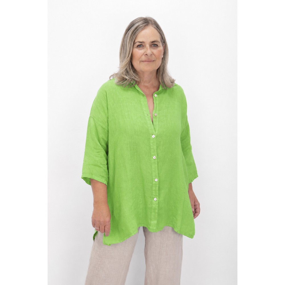 Amazing Woman Finty X Oversized Linen Shirt Bright Green
