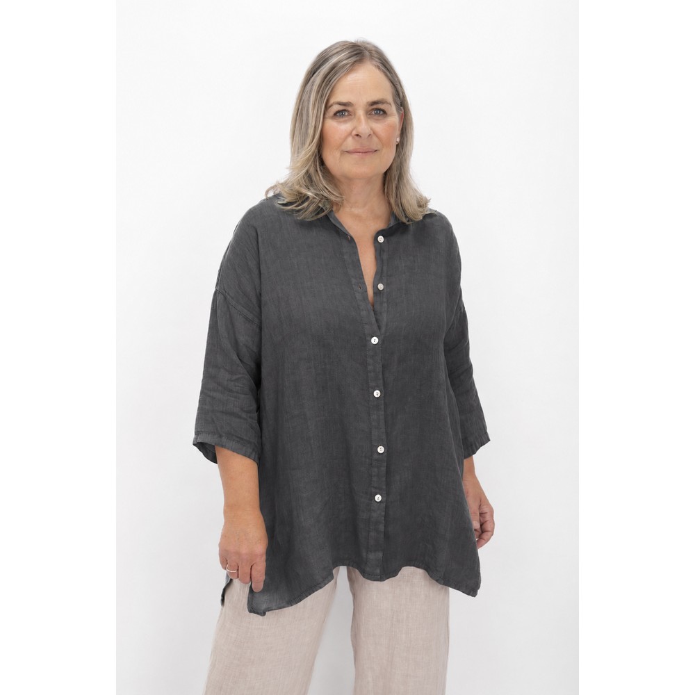 Amazing Woman Finty X Charcoal Oversized Linen Shirt Charcoal
