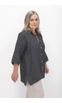 Amazing Woman Charcoal Finty X Charcoal Oversized Linen Shirt  