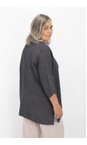 Amazing Woman Charcoal Finty X Charcoal Oversized Linen Shirt  