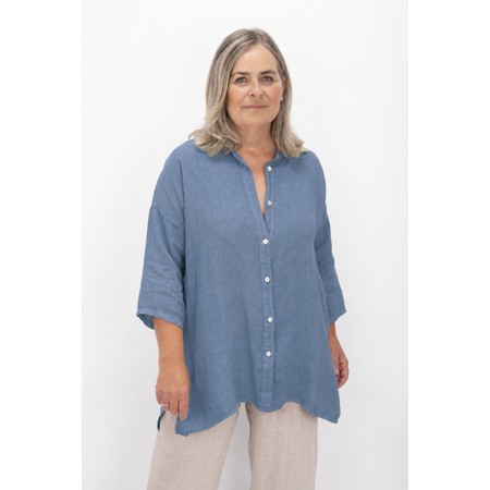 Amazing Woman Finty X Denim Oversized Linen Shirt - Blue
