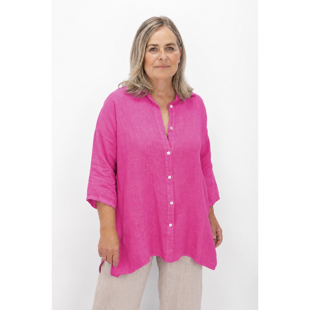 Amazing Woman Finty X Fuchsia Oversized Linen Shirt Fuchsia