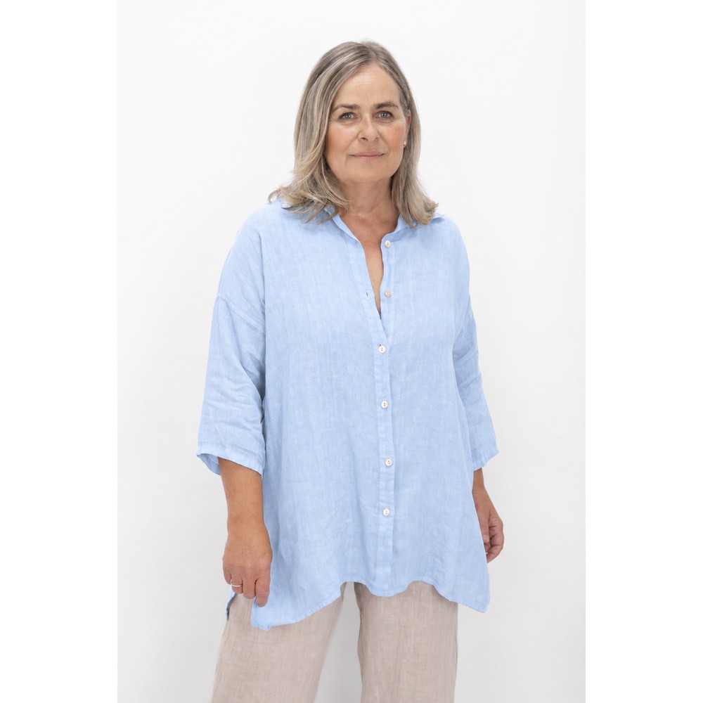 Amazing Woman Finty X Ice Blue Oversized Linen Shirt Ice Blue