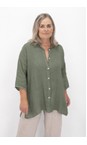 Amazing Woman Khaki Finty X Khaki Oversized Linen Shirt  