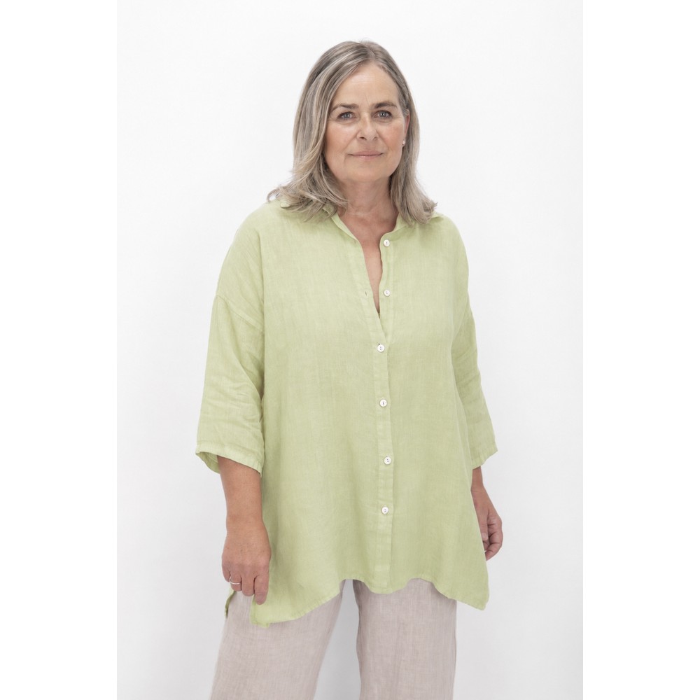 Amazing Woman Finty X Leek Oversized Linen Shirt Leek