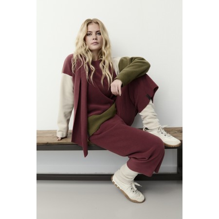 Henriette Steffensen Fleece Bordeaux Patch Blouse With Scarf - Red