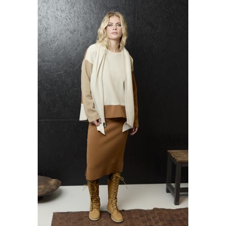 Henriette Steffensen Fleece Camel Patch Blouse With Scarf - Beige
