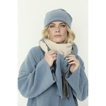 Henriette Steffensen Classic Dusty Blue Plain Fleece Beanie Hat - Blue
